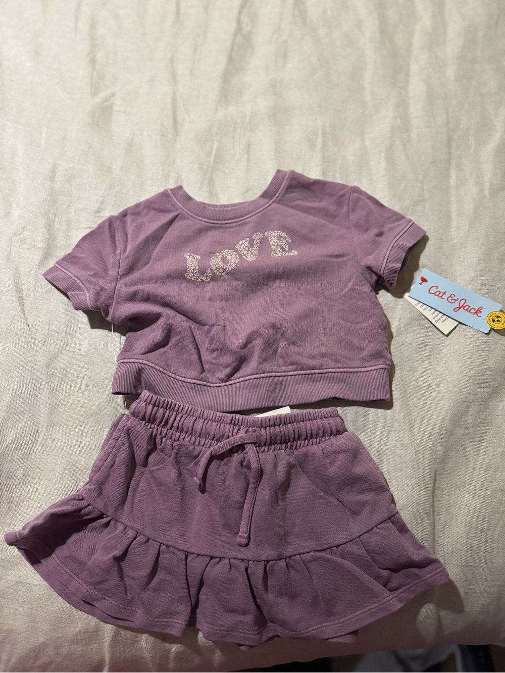 Cat & Jack Toddler Girls 2-Piece Sweatshirt Skort Set Light Plum 18M NWT